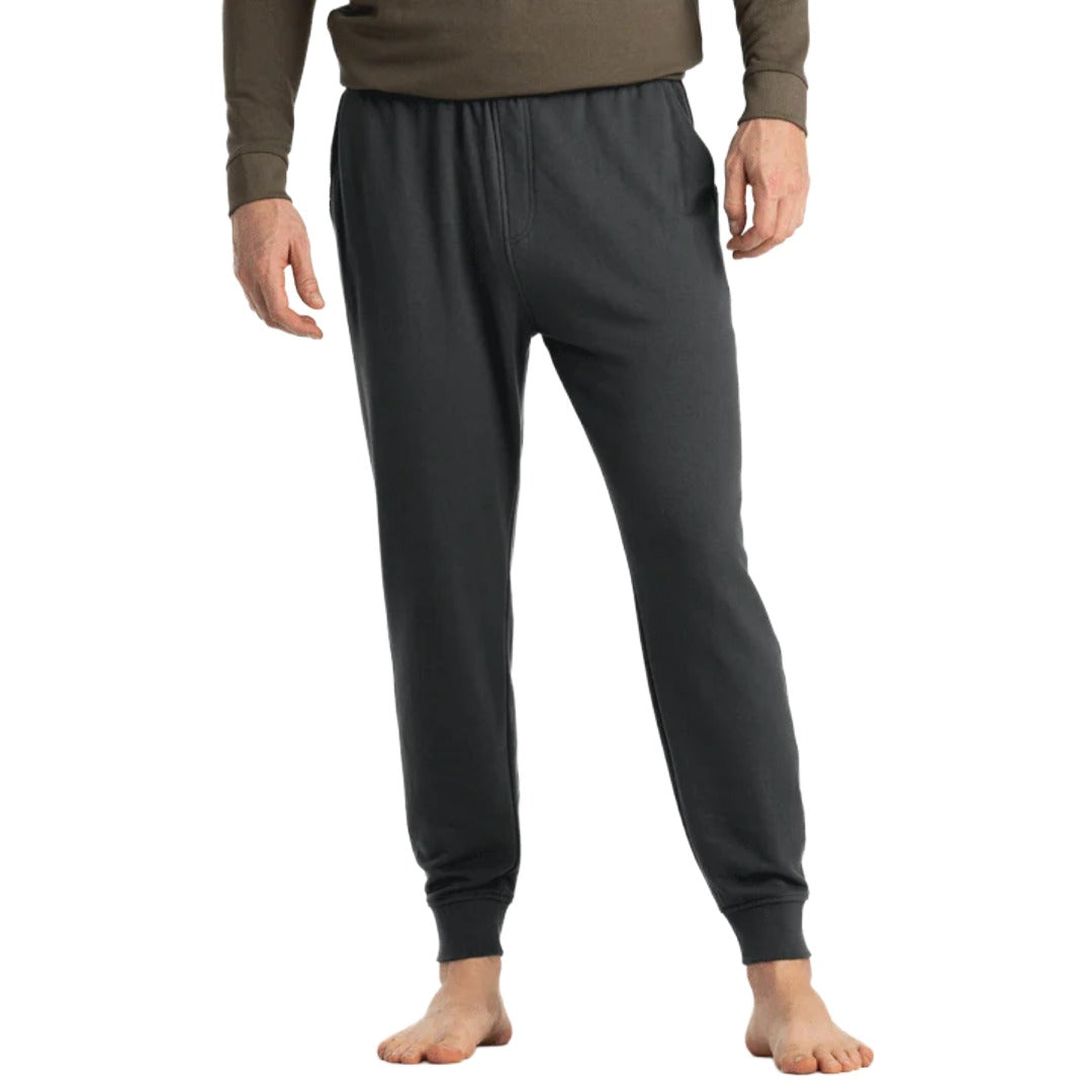 Mens Bamboo Lightweight Fleece Jogger-Pants-Free Fly-Black Sand-Mountain Sports
