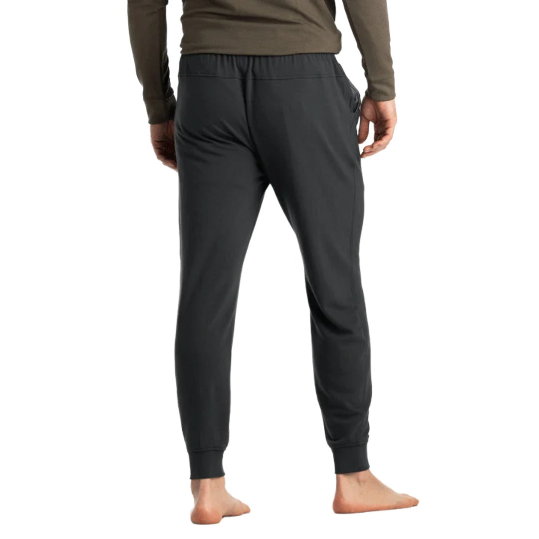 Mens Bamboo Lightweight Fleece Jogger-Pants-Free Fly-Black Sand-Mountain Sports