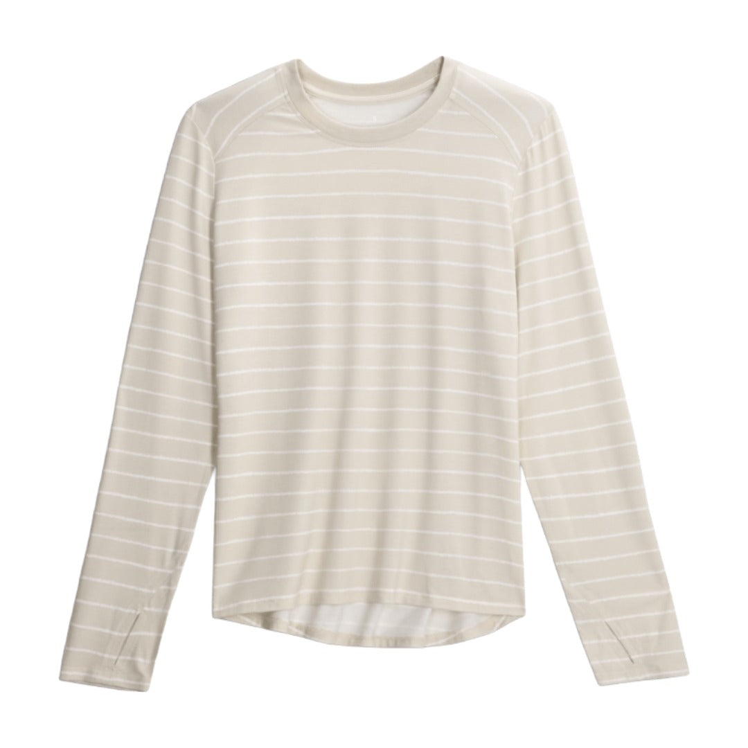 Womens Bamboo Shade Long Sleeve II-Long Sleeve Shirts-Free Fly-Dash Stripe Birch-Mountain Sports