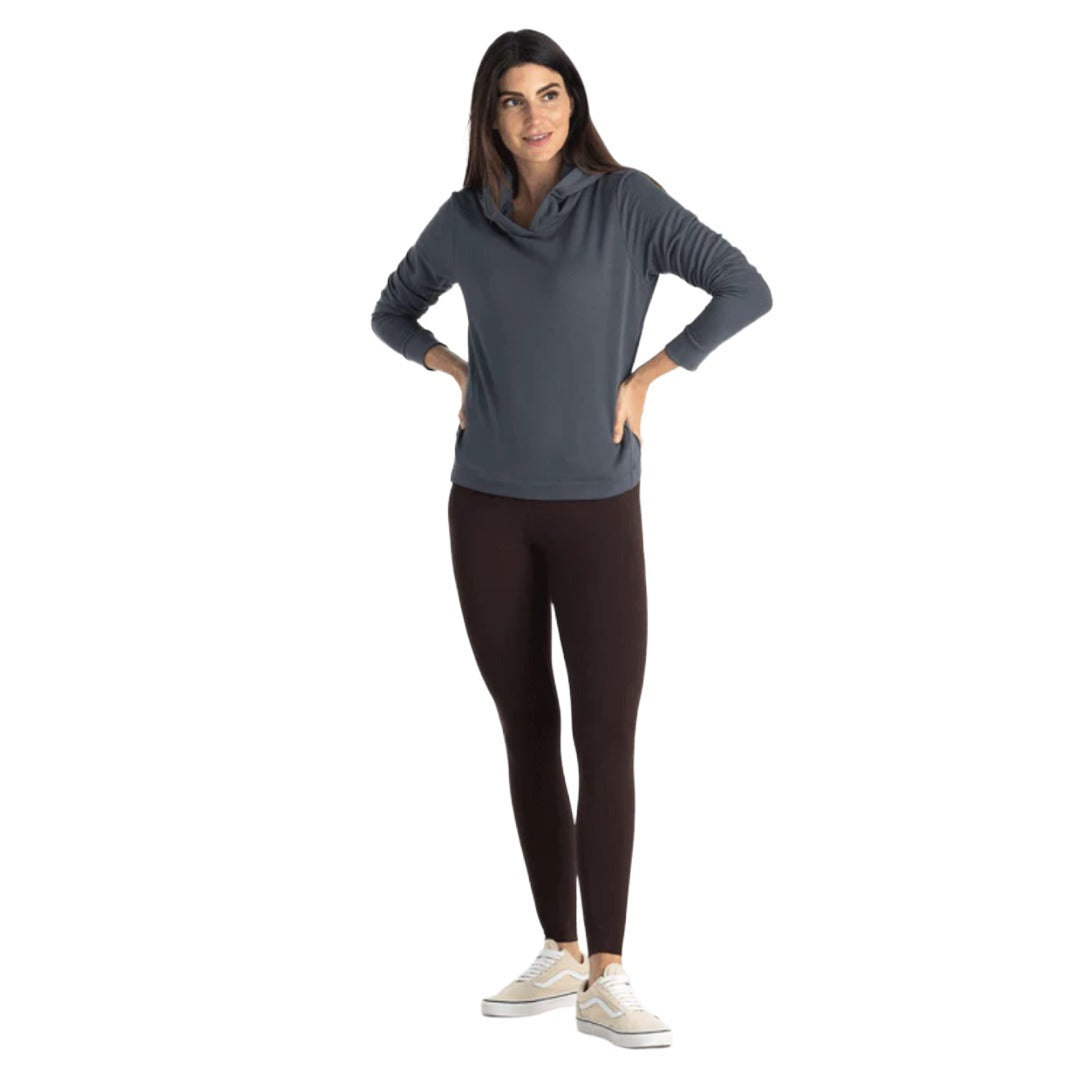 Womens Bamboo Lightweight Fleece Cropped Hoodie-Sweatshirts & Hoodies-Free Fly-Storm Cloud-Mountain Sports
