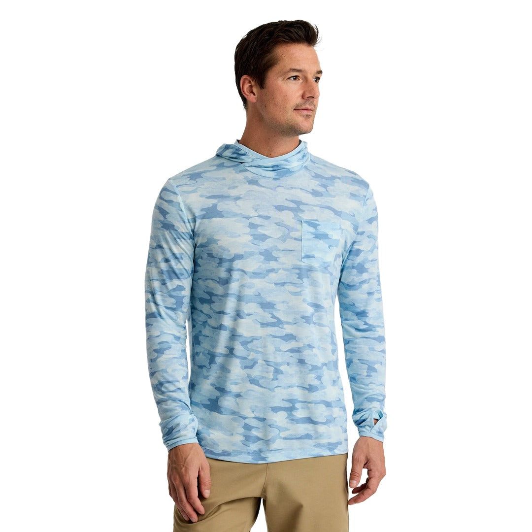 Mens Bamboo Lightweight Hoodie-Hoodies-Free Fly-Seasmoke Camo - Surf Blue-Mountain Sports
