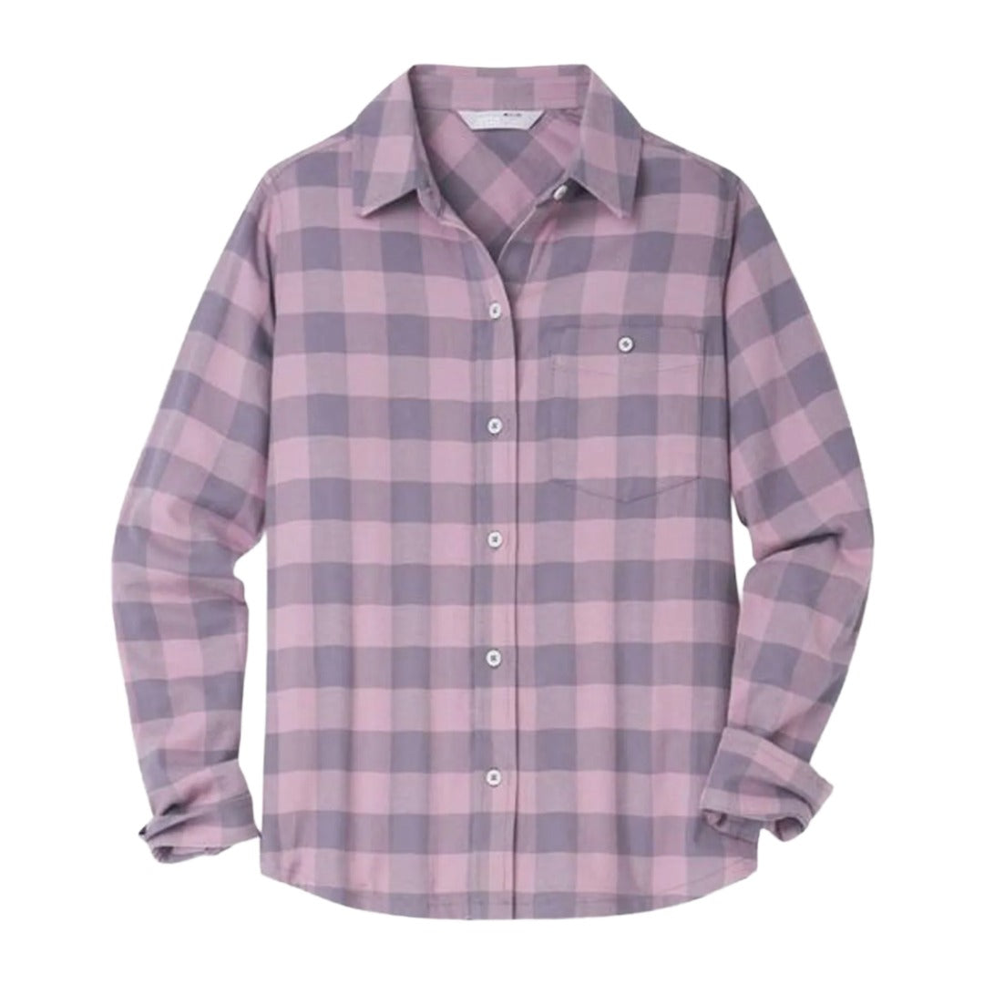 Womens Miter Stretch Lightweight Flannel Shirt-Shirts-Stio-Berry Smoke Check-Mountain Sports