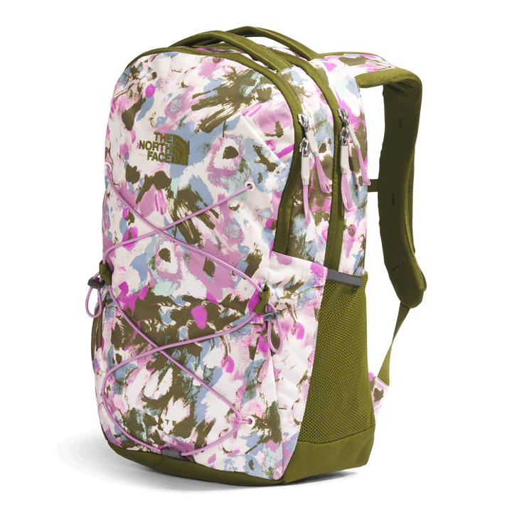 Womens Jester Backpack-Backpacks-The North Face-White Dune Painted Bouquet Print/Forest Olive/Mineral Purple-Mountain Sports