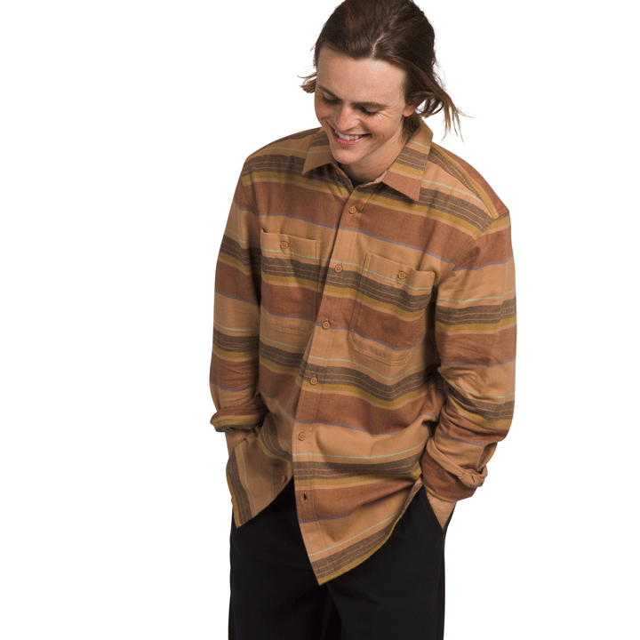 Mens Arroyo Lightweight Flannel-Flannel Shirts-The North Face-Almond Butter LG Half Dome Stripe-Mountain Sports