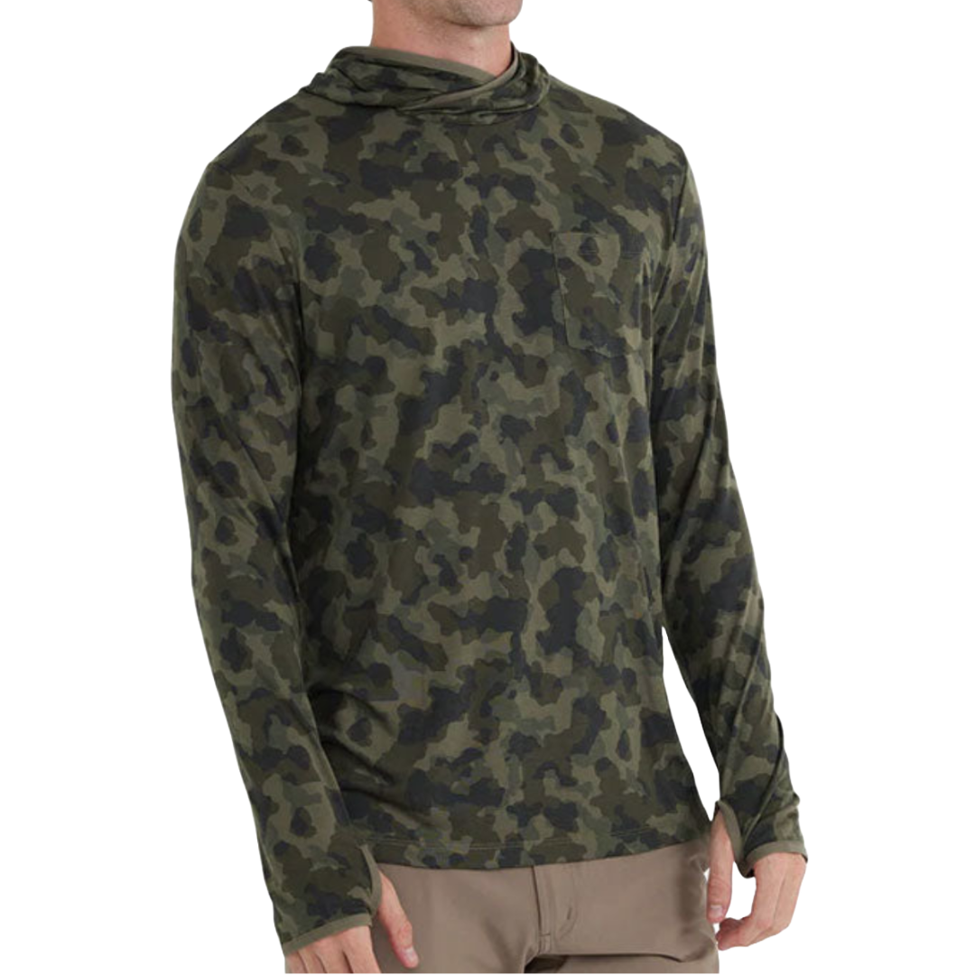 Mens Bamboo Lightweight Hoodie-Hoodies-Free Fly-Marshland Camo-Mountain Sports