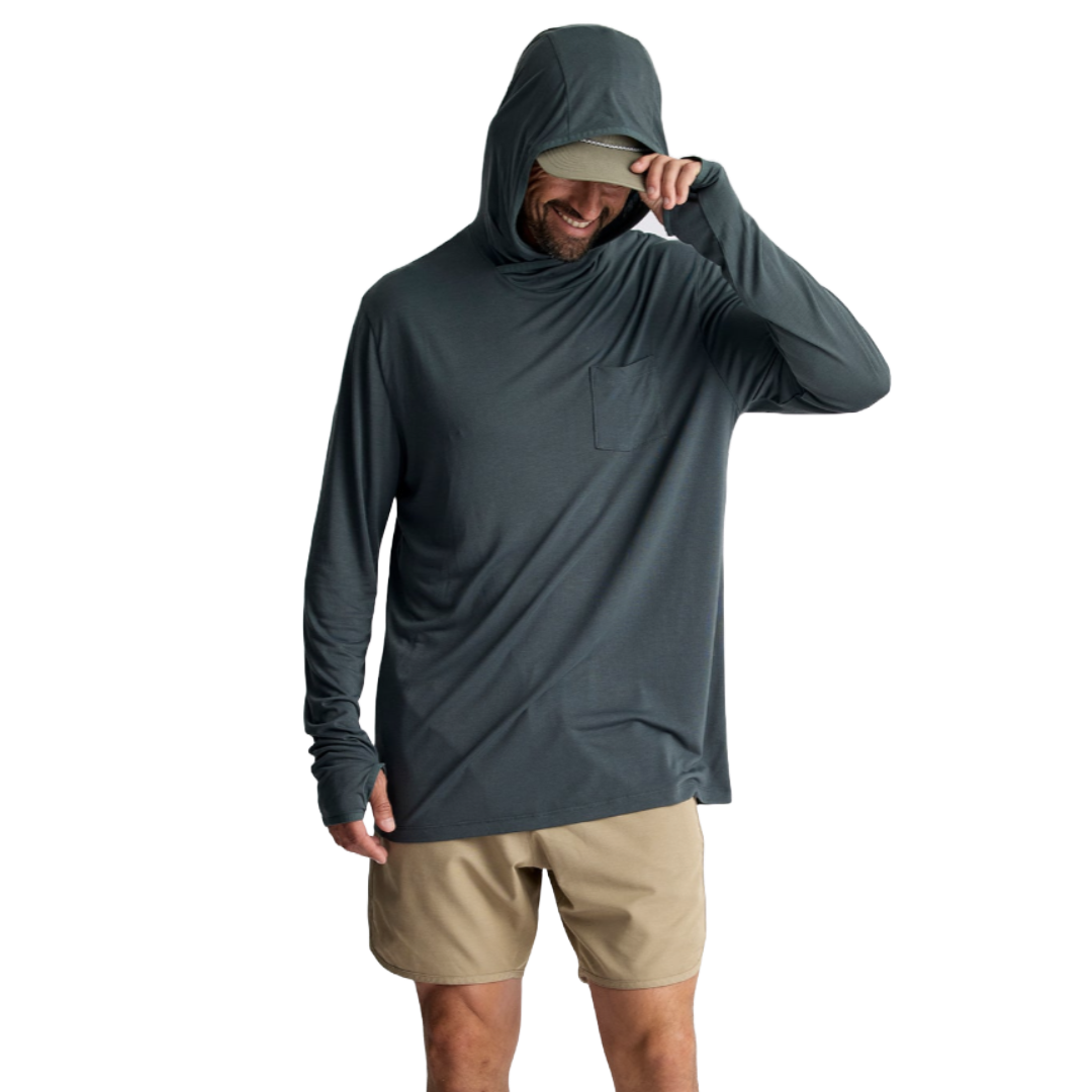 Mens Bamboo Lightweight Hoodie-Hoodies-Free Fly-Midnight-Mountain Sports