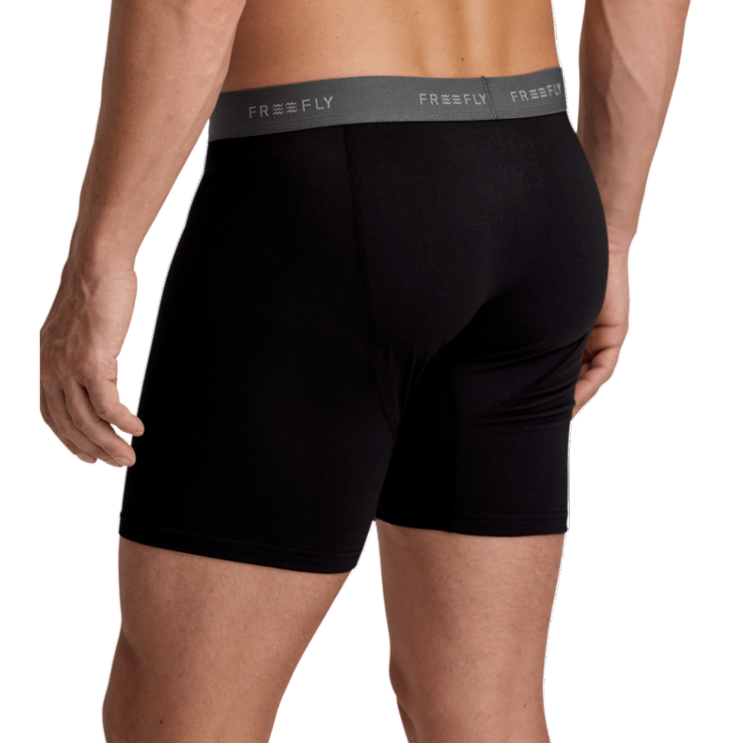 Bamboo Motion Boxer Brief-Socks & Underwear-Free Fly-Black-Mountain Sports