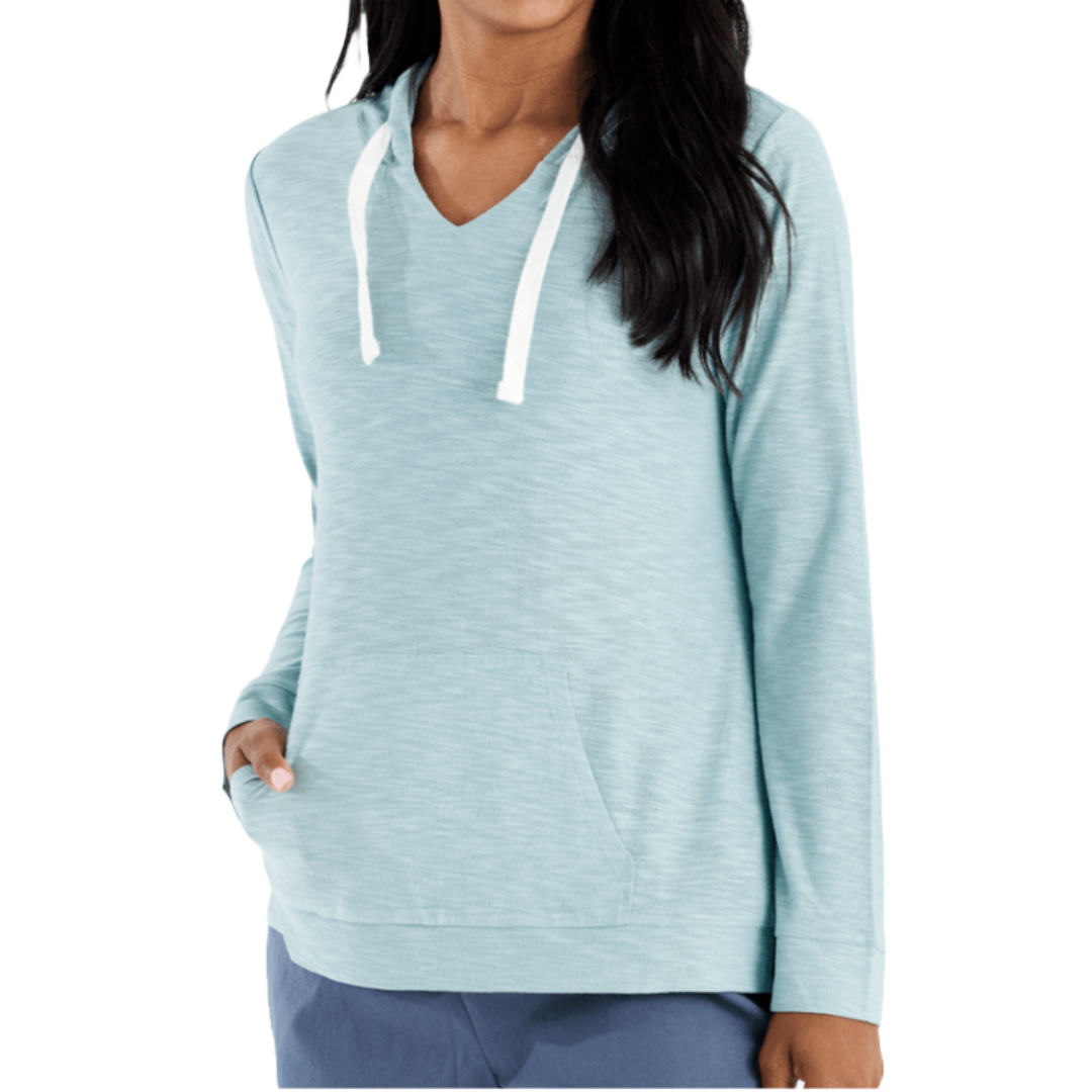 Womens Bamboo Slub Hoodie-Sweatshirts & Hoodies-Free Fly-Ocean Mist-Mountain Sports