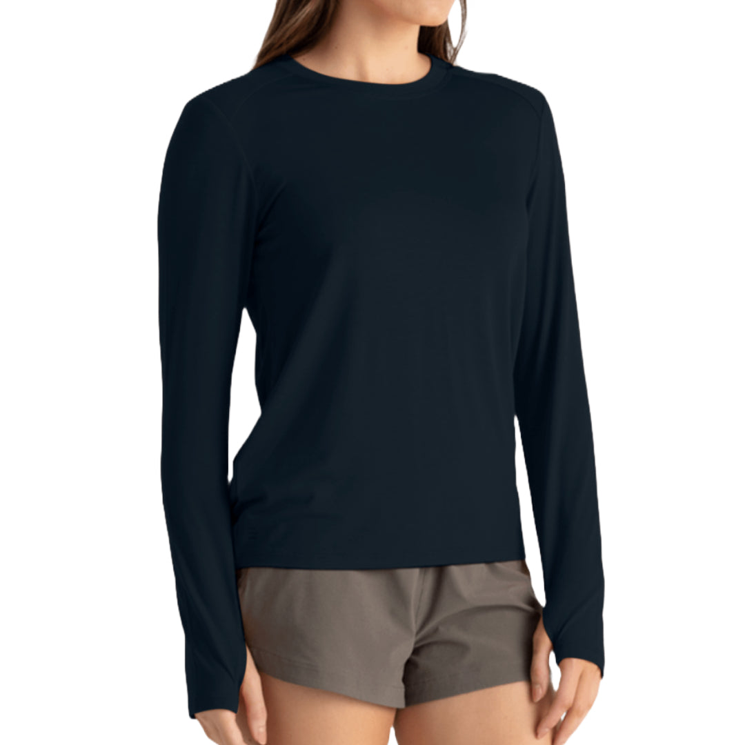 Womens Bamboo Shade Long Sleeve II-Long Sleeve Shirts-Free Fly-Deep Navy-Mountain Sports