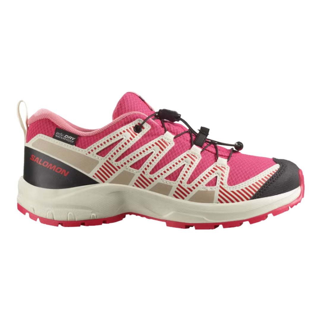 Junior XA Pro v8 Trail Shoe-Trail Running Shoes-Salomon-Rouge Red / Almond Milk / Flamingo Pink-Mountain Sports