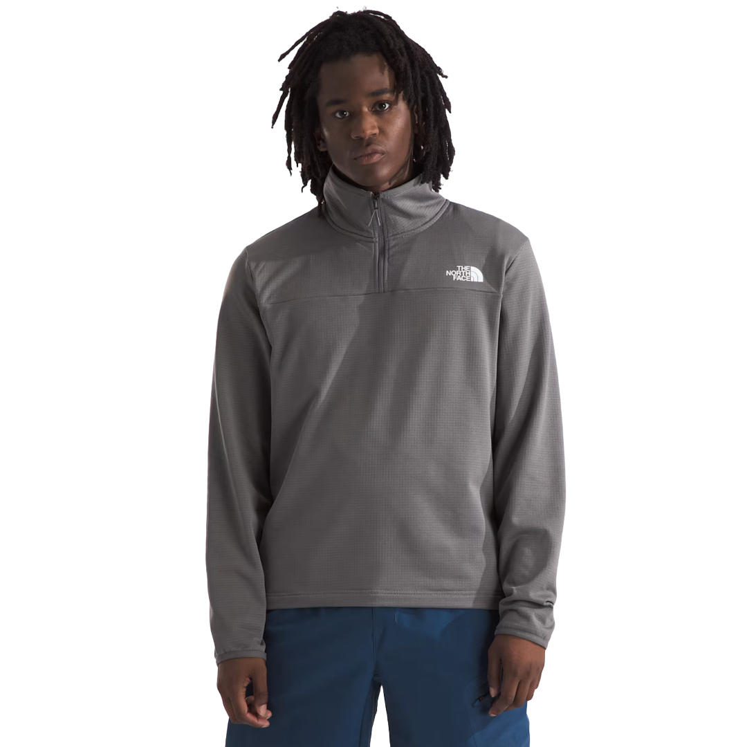 Mens Cedar Trail Grid Fleece 1/4 Zip-Pullovers-The North Face-Smoked Pearl-Mountain Sports