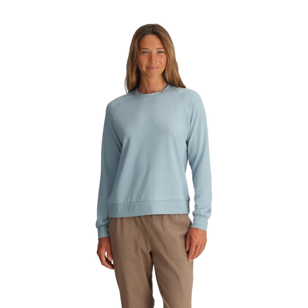 Womens Bamboo Lightweight Fleece Crew-Shirts-Free Fly-Ocean Mist-Mountain Sports