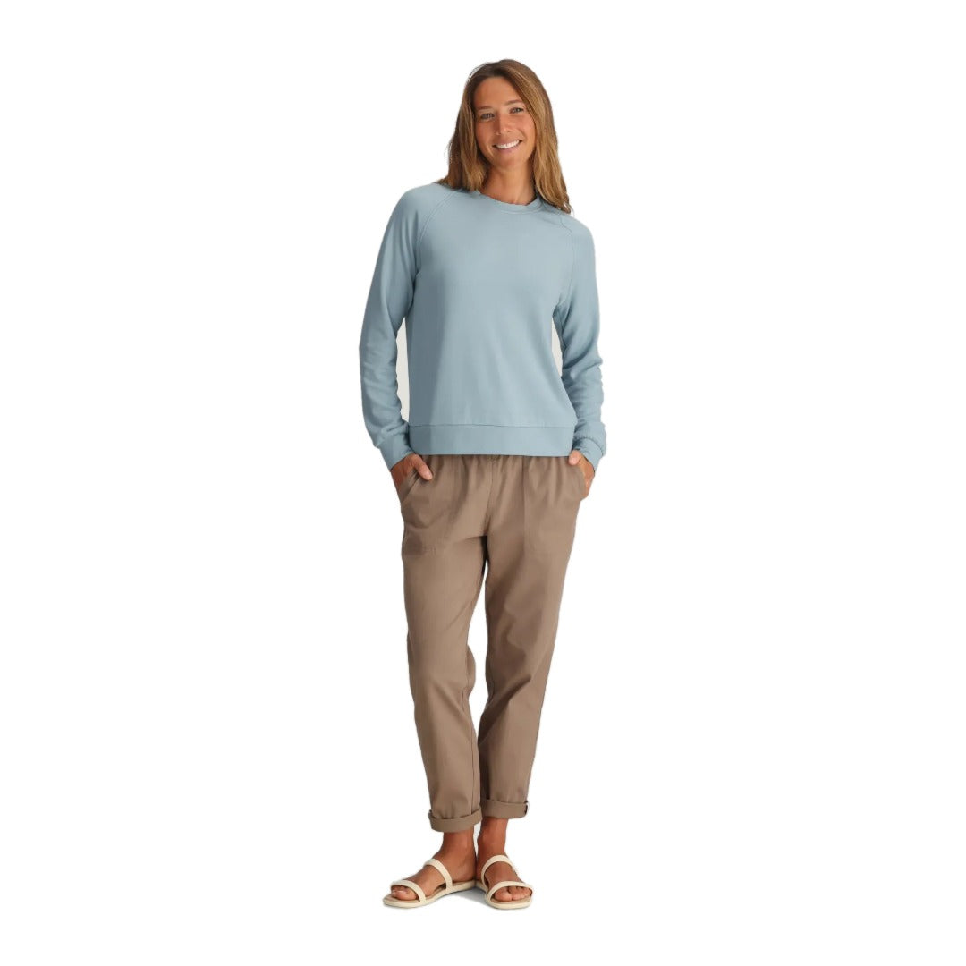 Womens Bamboo Lightweight Fleece Crew-Shirts-Free Fly-Ocean Mist-Mountain Sports