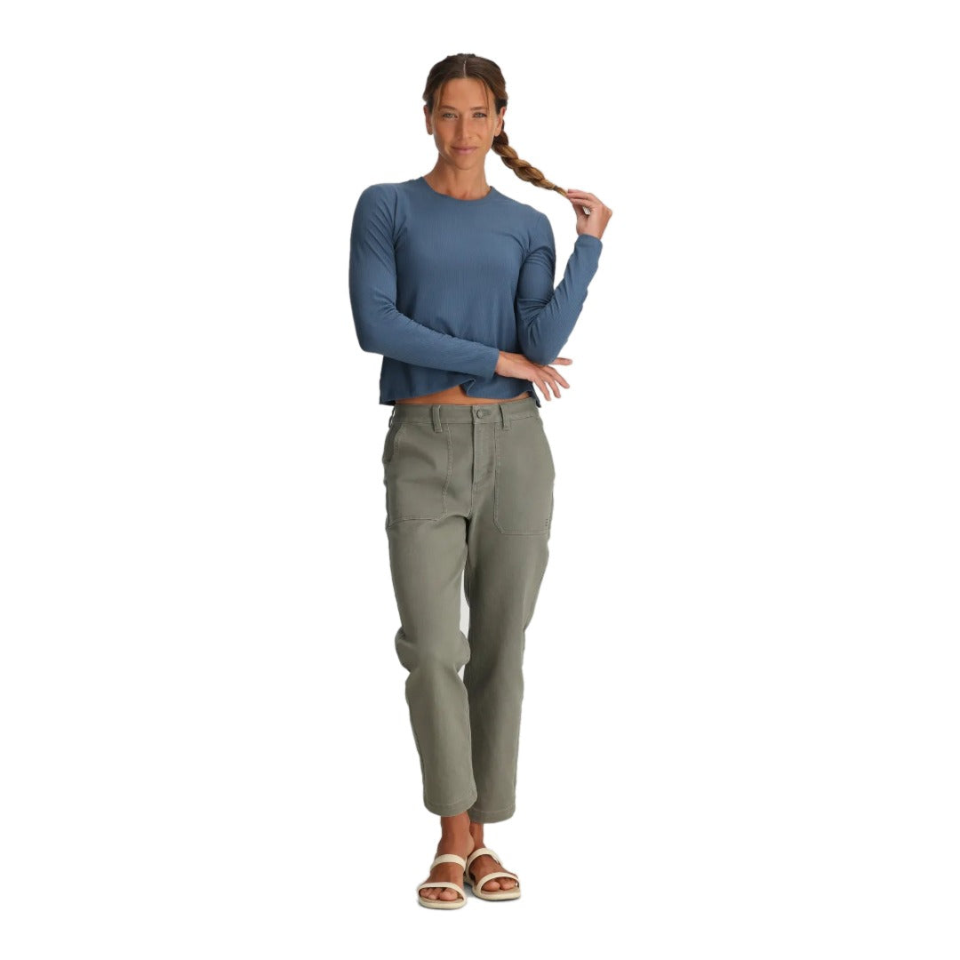 Womens Ribbed Bamboo Long Sleeve-Long Sleeve Shirts-Free Fly-Pacific Blue-Mountain Sports