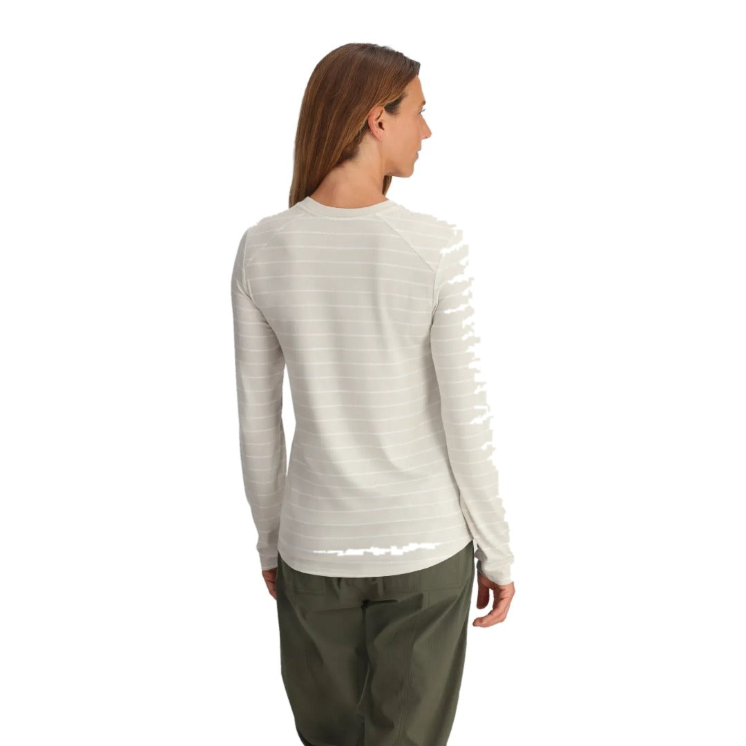 Womens Bamboo Shade Long Sleeve II-Long Sleeve Shirts-Free Fly-Dash Stripe Birch-Mountain Sports