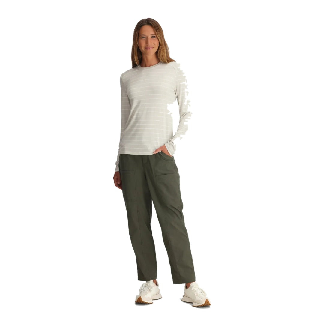 Womens Bamboo Shade Long Sleeve II-Long Sleeve Shirts-Free Fly-Dash Stripe Birch-Mountain Sports