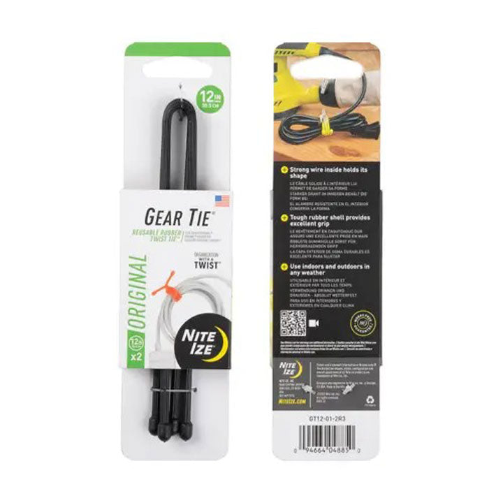 Gear Tie® Reusable Rubber Twist Tie (2 Pack)-Twist Ties-Nite Ize-Black-Mountain Sports