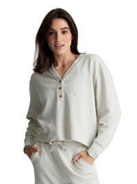 Women's Waffle Long Sleeve Henley, image 1