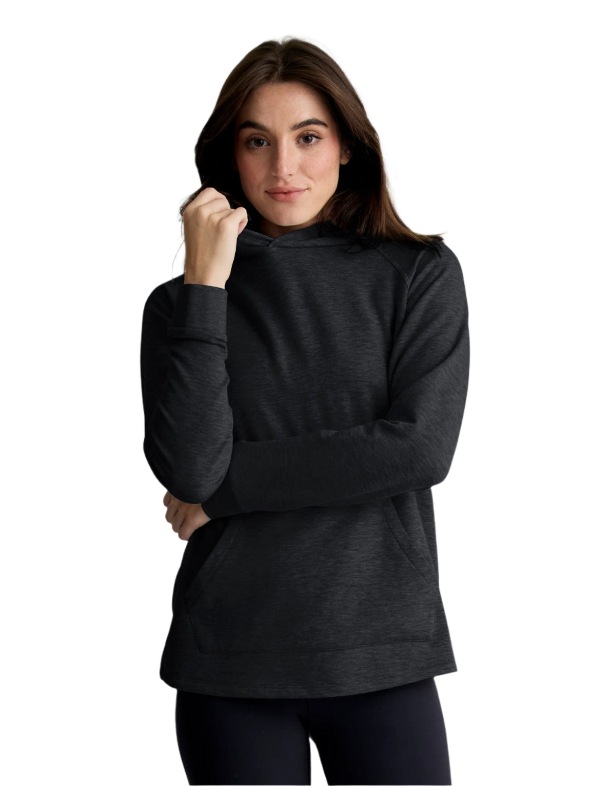 Womens Bamboo Lightweight Fleece Hoodie-Pullovers-Free Fly-Heather Black-Mountain Sports