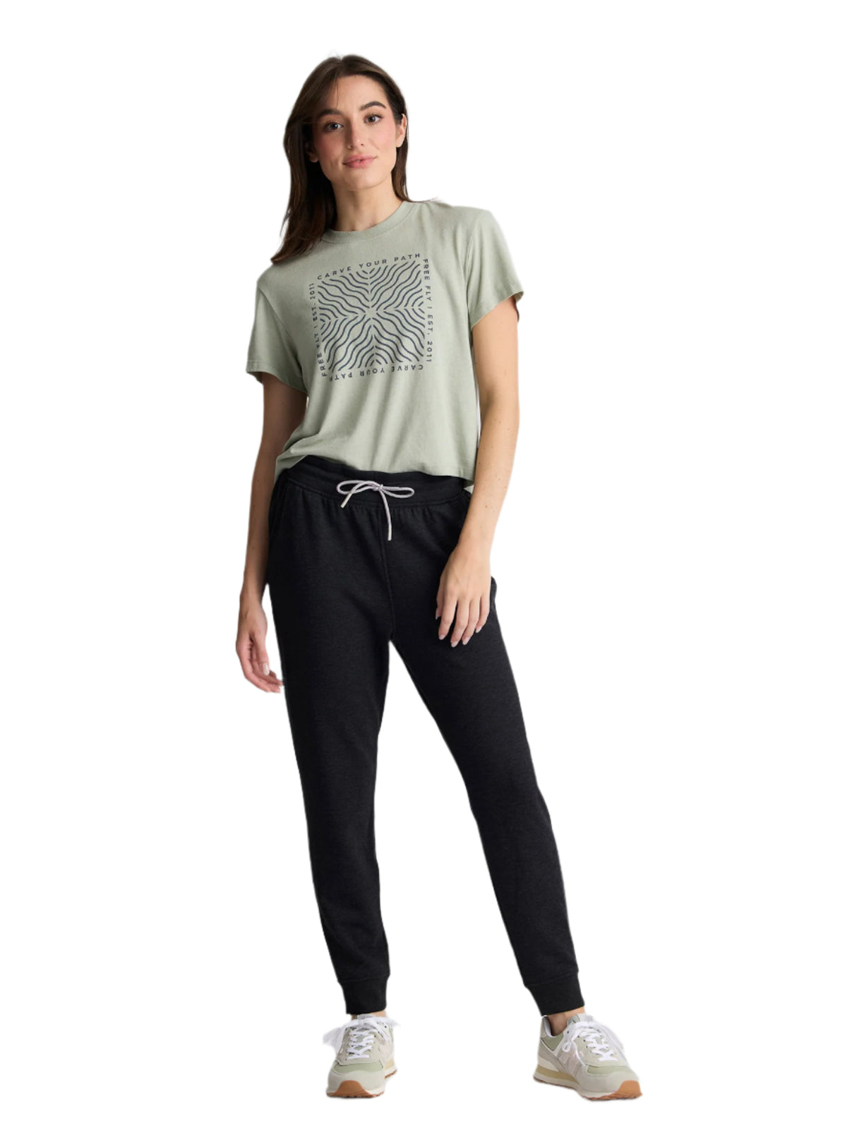 Womens Bamboo Lightweight Fleece Jogger-Pants-Free Fly-Heather Black-Mountain Sports