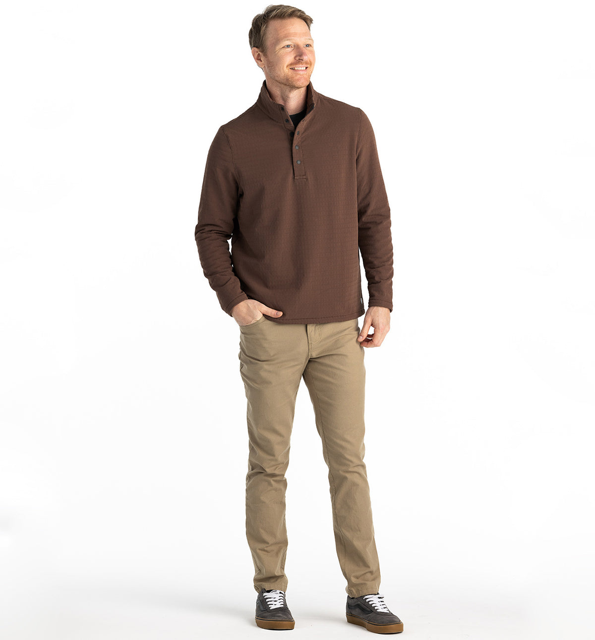 Mens Gridback Fleece Snap Pullover-Pullovers-Free Fly-Mustang-Mountain Sports
