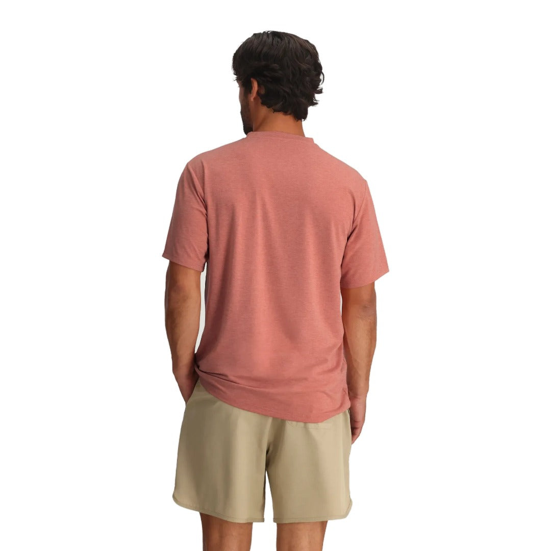 Mens Bamboo Flex Pocket Tee-Short Sleeve Shirts-Free Fly-Heather Red Clay-Mountain Sports