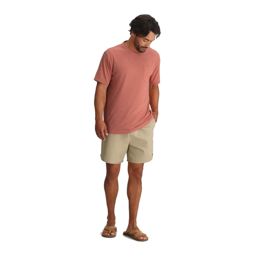 Mens Bamboo Flex Pocket Tee-Short Sleeve Shirts-Free Fly-Heather Red Clay-Mountain Sports