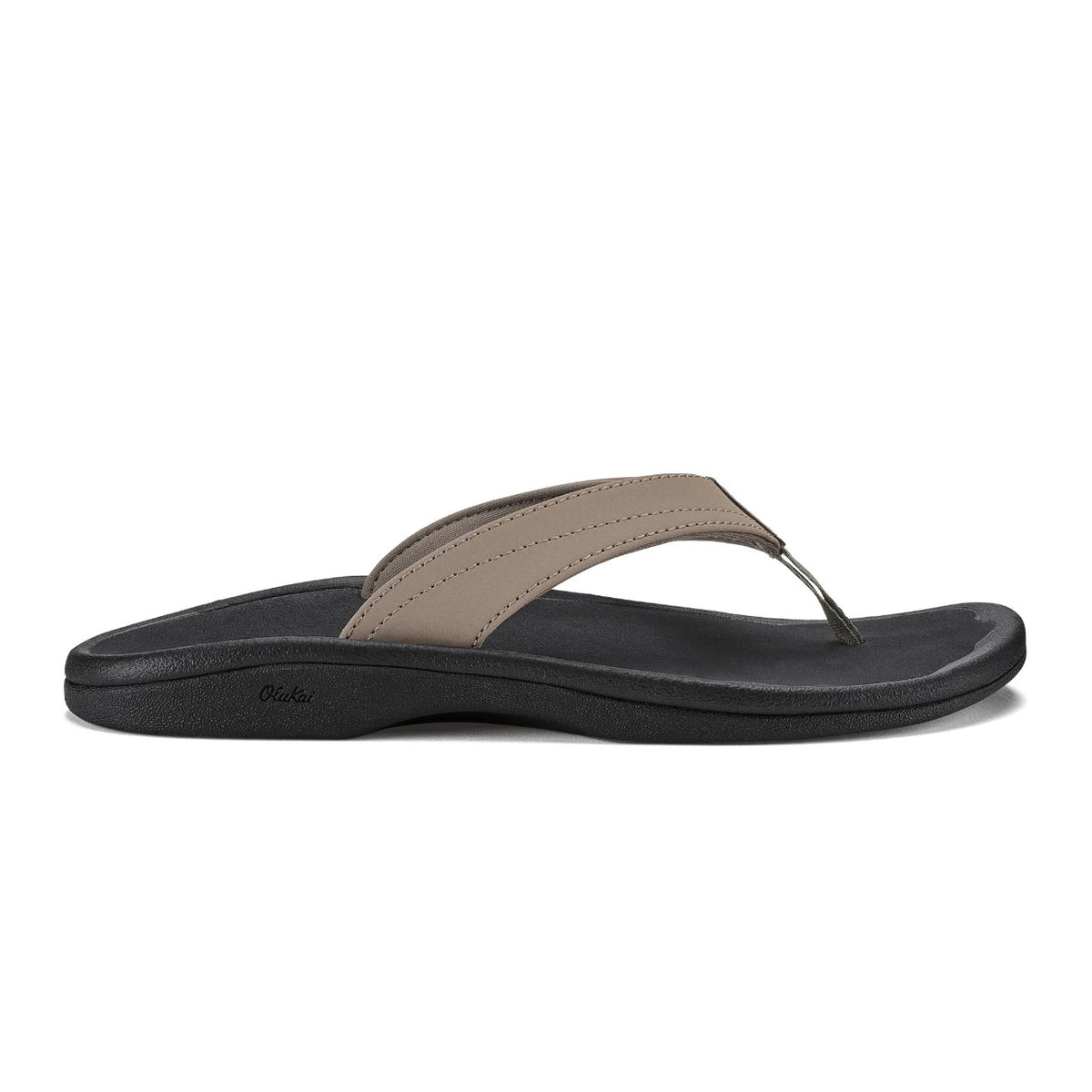 OluKai Womens 'Ohana Sandal in Warm Taupe / Black, side view