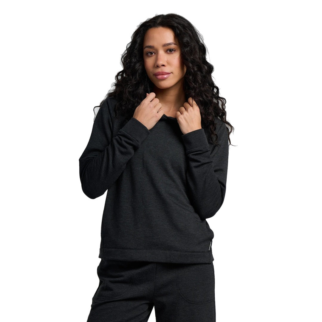 Womens Bamboo Lightweight Fleece Cropped Hoodie-Sweatshirts & Hoodies-Free Fly-Heather Black-Mountain Sports
