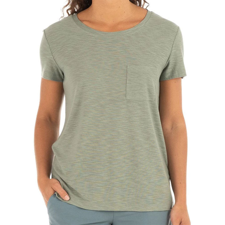 Free Fly Womens Bamboo Slub Channel Pocket Tee