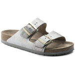 Washed Metallic Blue Silver Suede Narrow