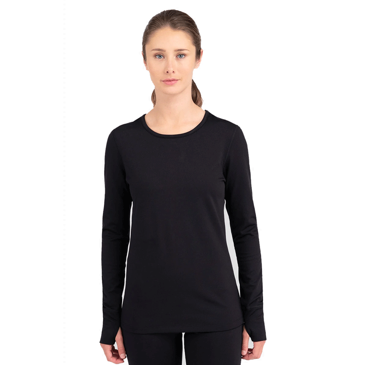 Womens Below Zero 3.0 Long Sleeve-Base Layers-Terramar-Black-Mountain Sports