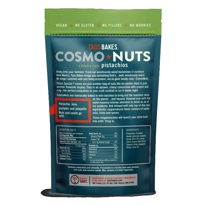 Taos Bakes CosmoNuts Cilantro Lime Pistachios